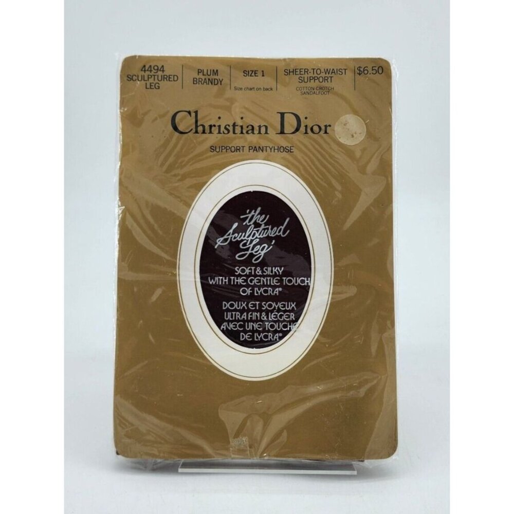 Christian Dior "The Sculpted Leg" Support Pantyhose‎ Style 4494 Plum Brandy Sz 1